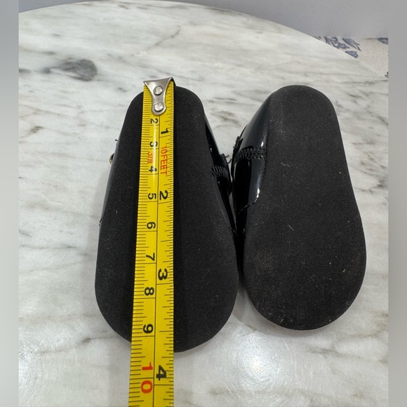 Vintage 1980s Black patent baby Mary Jane Shoes classic design sz 0 - Picture 3 of 7